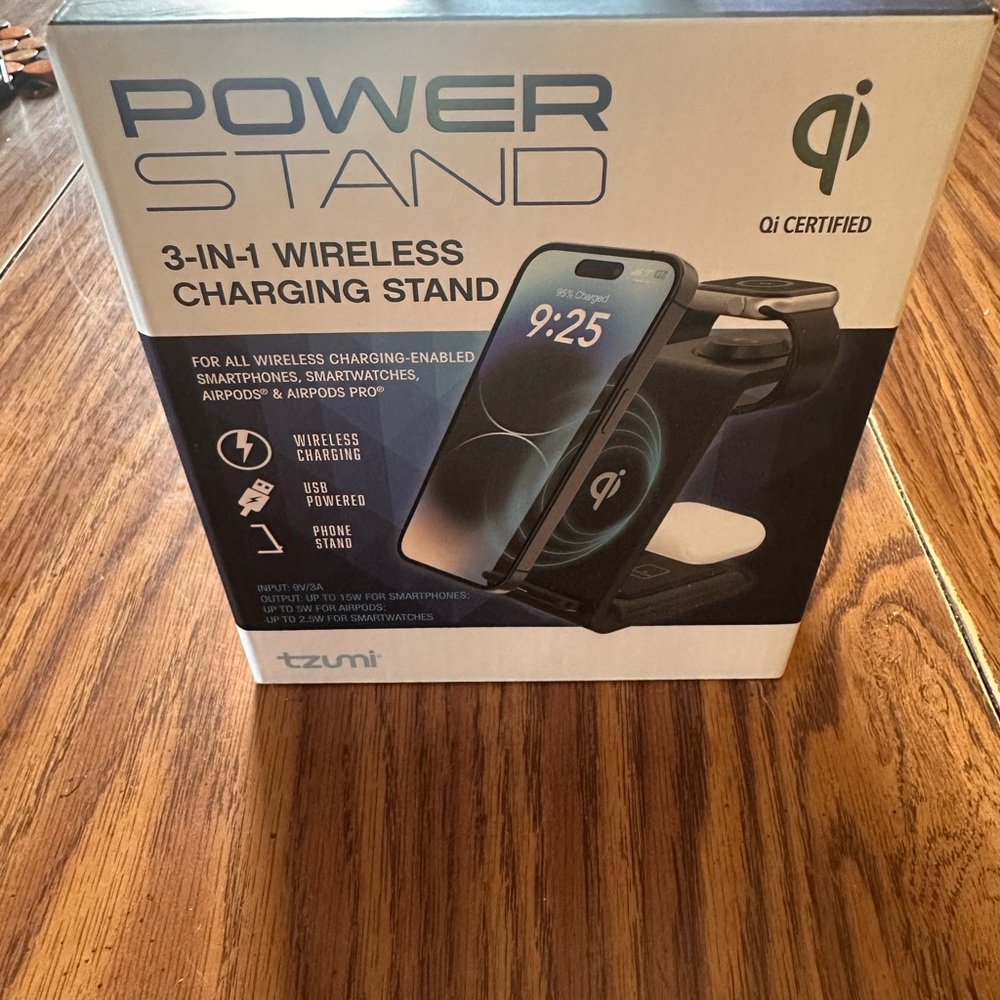 Tzumi - NEW - Black 3-in-1 Wireless Charging Stand
